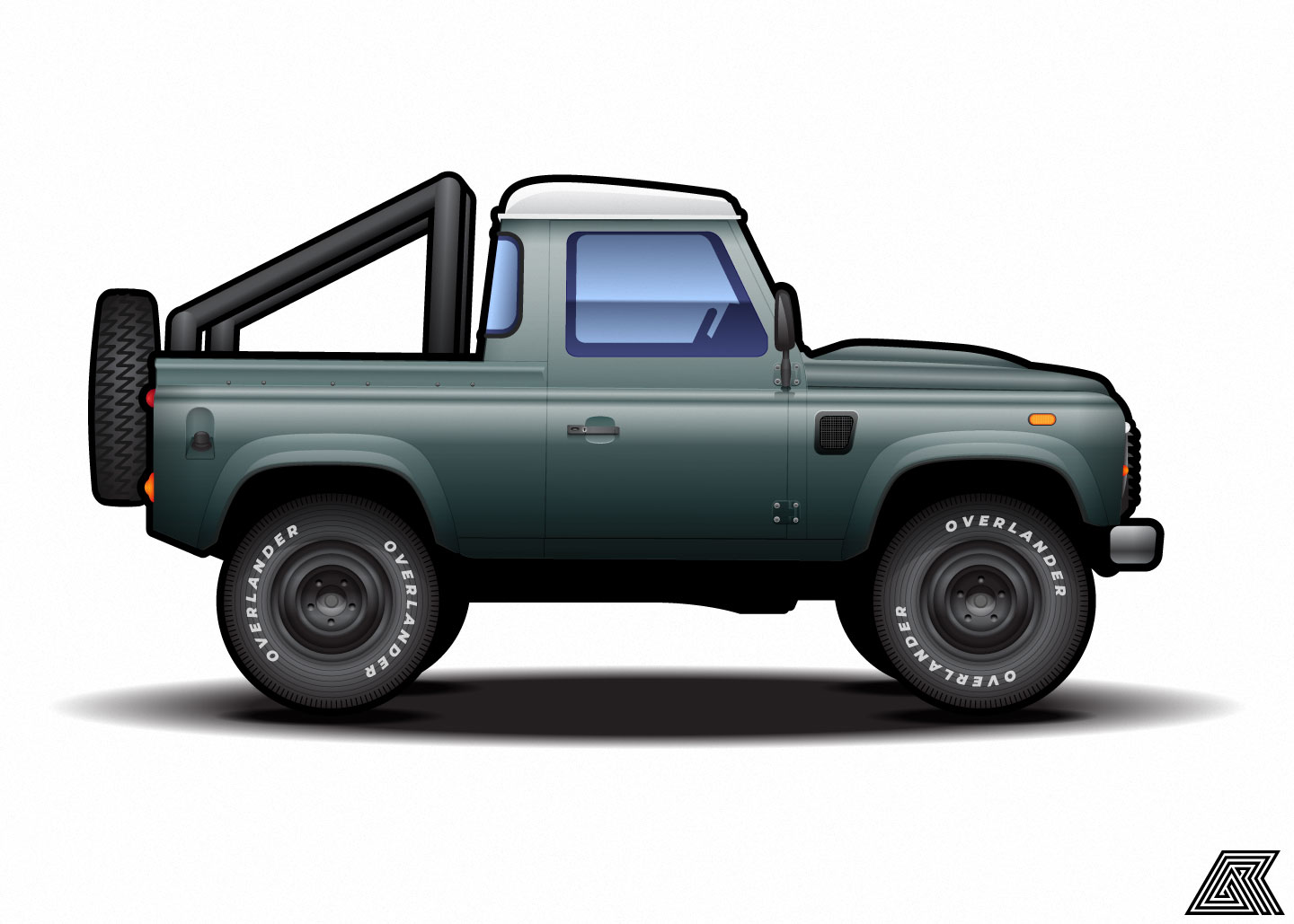 Land Rover Defender 90 pickup variant (with roll-bar)