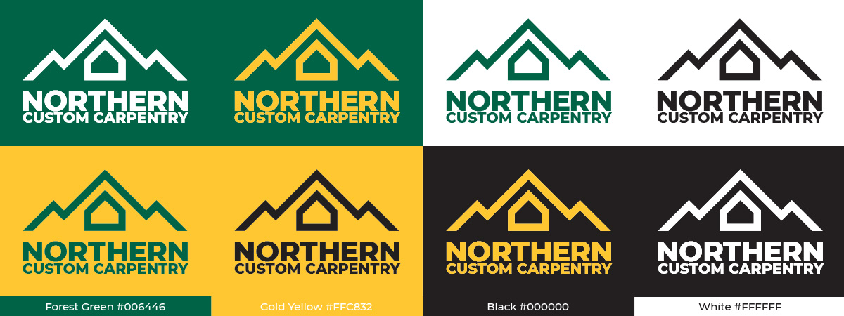 Northern Custom Carpentry's identity colour-ways.